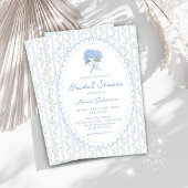 Blue Hydrangea Stripes Bridal Shower Invitation 招待状