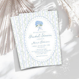 Blue Hydrangea Stripes Bridal Shower Invitation 招待状