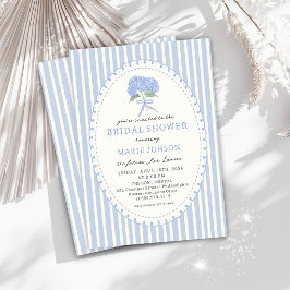 Blue Hydrangea Stripes Bridal Shower Invitation 招待状