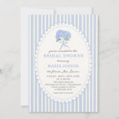 Blue Hydrangea Stripes Bridal Shower Invitation 招待状 (正面)