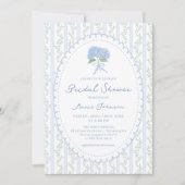 Blue Hydrangea Stripes Bridal Shower Invitation 招待状 (正面)