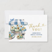 Blue Hydrangea Sunflower Thank You Card サンキューカード (正面)