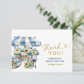 Blue Hydrangea Sunflower Thank You Card サンキューカード (スタンド正面)
