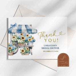 Blue Hydrangea Sunflower Thank You Card サンキューカード