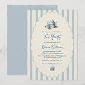 Blue Hydrangea Tea Party Bridal Shower 招待状 (正面/裏面)