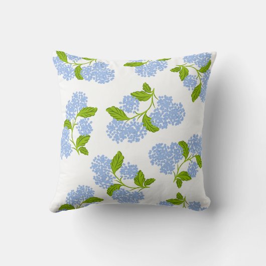 Blue Hydrangea Throw Pillow クッション (裏面)