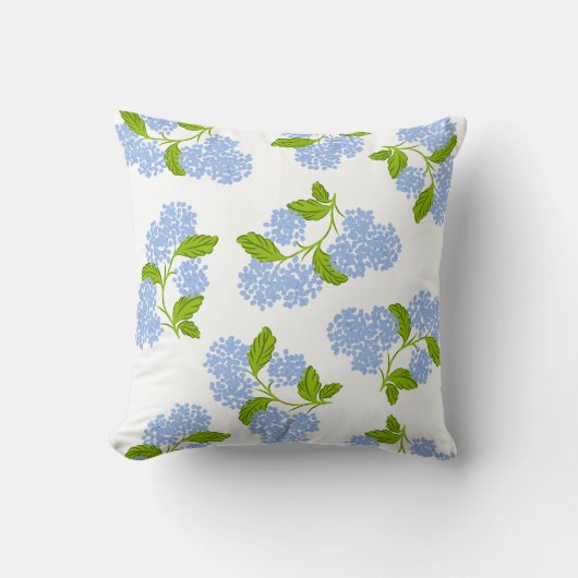 Blue Hydrangea Throw Pillow クッション (正面)