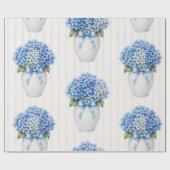 Blue Hydrangea Vase Coastal Wrapping Paper ラッピングペーパー (フラット)
