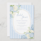 Blue Hydrangea Vintage Frame Bridal Shower  招待状 (正面)