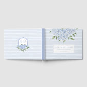 Blue Hydrangea Watercolor Blooms Custom Wedding ゲストブック (全面)