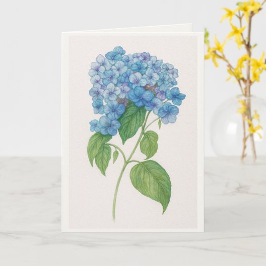 Blue Hydrangea Watercolor Botanical Card | Elegant カード (黄色い花)