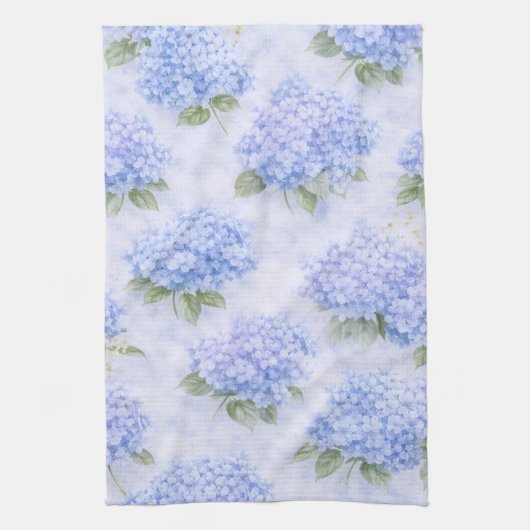 Blue Hydrangea Watercolor Coastal Kitchen Towel キッチンタオル (縦)