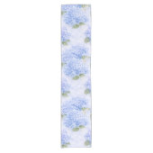 Blue Hydrangea Watercolor Coastal Table Runner ショートテーブルランナー (正面)