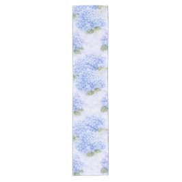 Blue Hydrangea Watercolor Coastal Table Runner ショートテーブルランナー