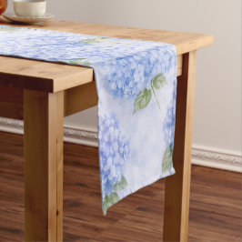 Blue Hydrangea Watercolor Coastal Table Runner ショートテーブルランナー