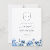 Blue Hydrangea Watercolor Coastal Wedding サンキューカード (裏面)