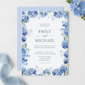 Blue Hydrangea Watercolor Coastal Wedding 招待状