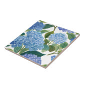 Blue Hydrangea Watercolor Floral Coastal タイル (側面)