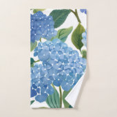 Blue Hydrangea Watercolor Floral Coastal バスタオルセット (ハンドタオル)
