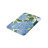 Blue Hydrangea Watercolor Floral Coastal バスマット (アングル)