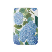 Blue Hydrangea Watercolor Floral Coastal バスマット (正面縦)