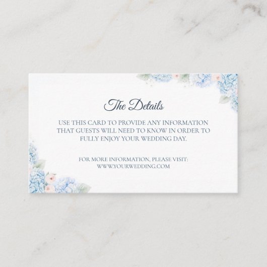 Blue Hydrangea Watercolor Floral Enclosure Card エンクロージャーカード (正面)