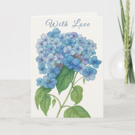 Blue Hydrangea Watercolor Floral Greeting Card  カード