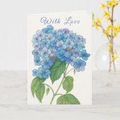 Blue Hydrangea Watercolor Floral Greeting Card  カード (黄色い花)