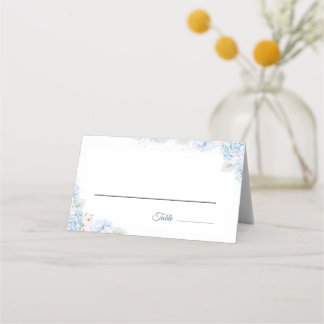 Blue Hydrangea Watercolor Floral Place Card プレイスカード