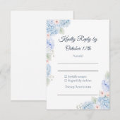 Blue Hydrangea Watercolor Floral RSVP Card (正面/裏面)
