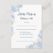 Blue Hydrangea Watercolor Floral RSVP Card (正面)