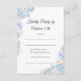 Blue Hydrangea Watercolor Floral RSVP Card