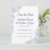 Blue Hydrangea Watercolor Floral Save the Date セーブザデート (スタンド正面)