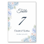 Blue Hydrangea Watercolor Floral Table Number テーブルナンバー (裏面)
