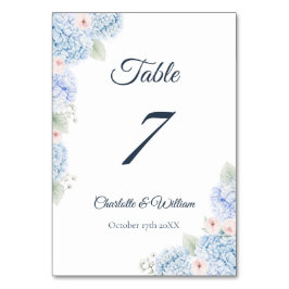 Blue Hydrangea Watercolor Floral Table Number テーブルナンバー