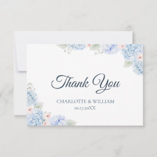 Blue Hydrangea Watercolor Floral Thank You Card サンキューカード
