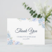 Blue Hydrangea Watercolor Floral Thank You Card サンキューカード (スタンド正面)