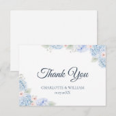 Blue Hydrangea Watercolor Floral Thank You Card サンキューカード (正面/裏面)