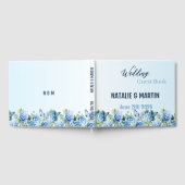 Blue Hydrangea Watercolor Floral Wedding ゲストブック (全面)