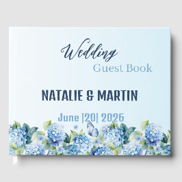Blue Hydrangea Watercolor Floral Wedding ゲストブック