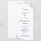 Blue Hydrangea Watercolor Floral Wedding Menu メニュー (正面/裏面)