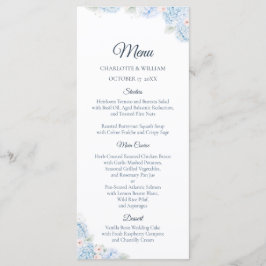 Blue Hydrangea Watercolor Floral Wedding Menu メニュー