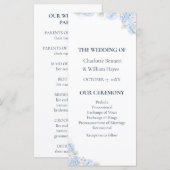 Blue Hydrangea Watercolor Floral Wedding Program プログラム (正面/裏面)