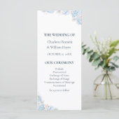 Blue Hydrangea Watercolor Floral Wedding Program プログラム (スタンド正面)