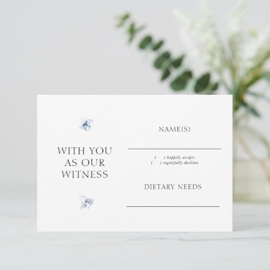 Blue Hydrangea Watercolour RSVP Card with Envelope (スタンド正面)