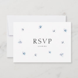 Blue Hydrangea Watercolour RSVP Card with Envelope