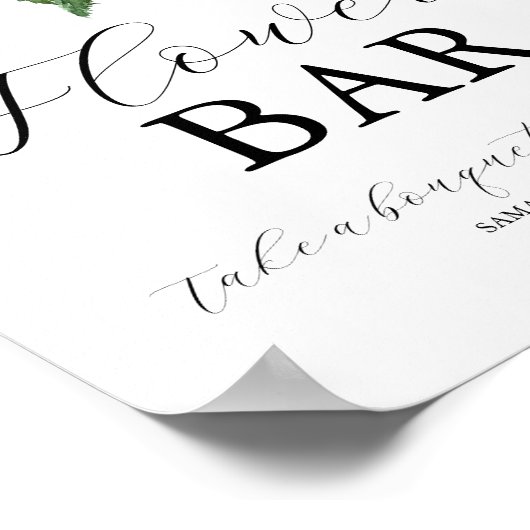 Blue Hydrangea Wedding Flower Bar Signs ポスター (角)