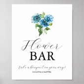 Blue Hydrangea Wedding Flower Bar Signs ポスター (正面)