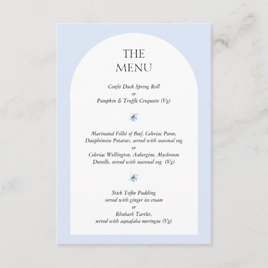 Blue Hydrangea Wedding Invite Menu Choice Card エンクロージャーカード (正面)