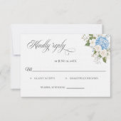 Blue Hydrangea Wedding RSVP card (正面)